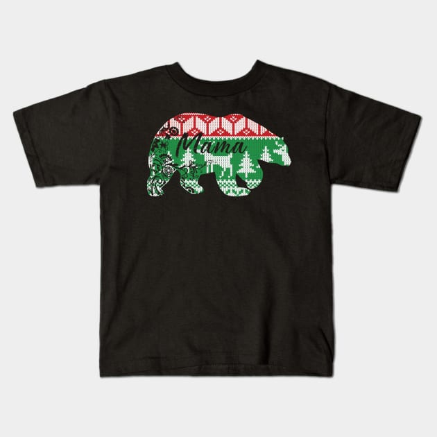 Merry Christmas mama bear Kids T-Shirt by clownverty